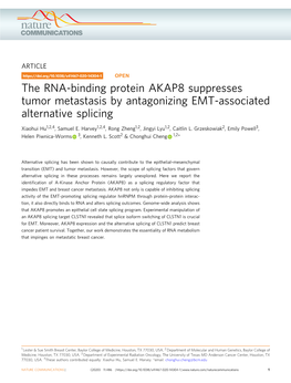 The RNA-Binding Protein AKAP8 Suppresses Tumor Metastasis by Antagonizing EMT-Associated Alternative Splicing