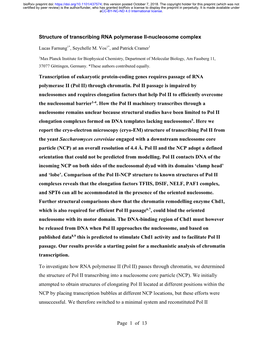 Of 13 Structure of Transcribing RNA Polymerase II-Nucleosome Complex