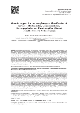 Genetic Support for the Morphological Identification of Larvae Of