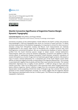Mantle Convective Significance of Argentine Passive Margin Dynamic Topography