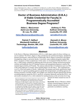 Doctor of Business Administration (DBA)