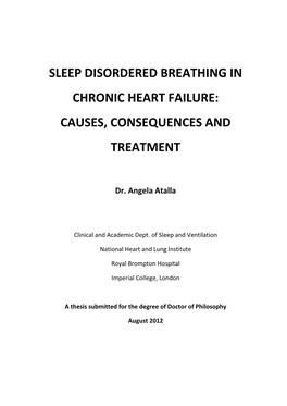 Sleep Disordered Breathing in Chronic Heart Failure: Causes, Consequences and Treatment