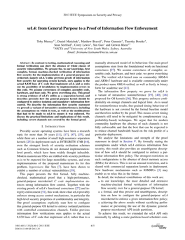 Sel4: from General Purpose to a Proof of Information Flow Enforcement