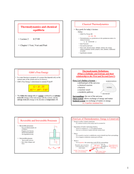 1 Thermodynamics and Chemical Equilibria