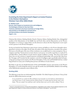 Examining the State Department's Report on Iranian Presence in The