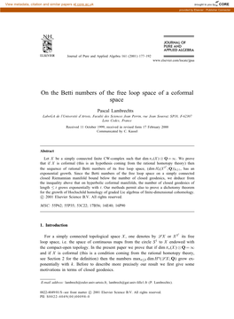 On the Betti Numbers of the Free Loop Space of a Coformal Space