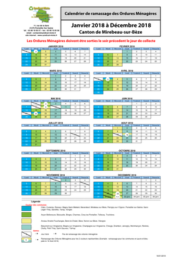 Calendrier OM Mirebeau 2018