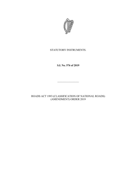 Roads Act 1993 (Classification of National Roads) (Amendment) Order 2019