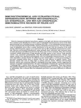 Immunocytochemical and Ultrastructural Differentiation Between Met-Enkephalin-, Leu-Enkephalin-, and Met/Leu-Enkephalin- Immunoreactive Neurons of Feline Gut1