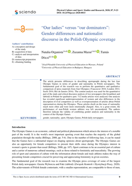 Gender Differences and Nationalist Discourse in the Polish Olympic