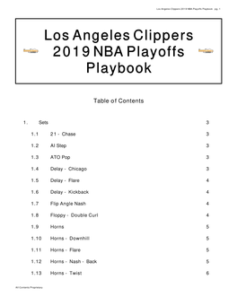 Los Angeles Clippers 2019 NBA Playoffs Playbook Pg