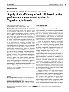 Supply Chain Efficiency of Red Chili Based on the Performance