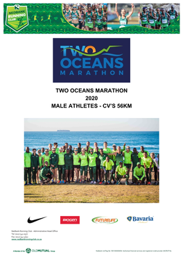 Two Oceans Marathon 2020 Male Athletes - Cv’S 56Km
