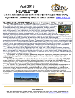 April 2019 NEWSLETTER