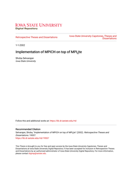 Implementation of MPICH on Top of Mpli̲te