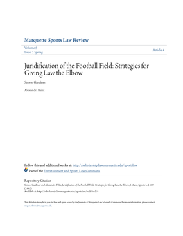 Juridification of the Football Field: Strategies for Giving Law the Elbow Simon Gardiner
