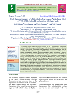 Draft Genome Sequence of a Haloalkaliphilic Archaeon: Natrialba Sp