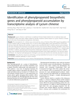 Identification of Phenylpropanoid Biosynthetic Genes