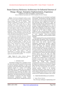 Design, Enterprise Implementation, Experience Jayakumar Vk, Kasi Viswanathan U, Kannan Sankar Sensor to Software Innovations Lab, TATA Consultancy Services, Chennai