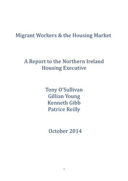 Migrant Workers & the Housing Market