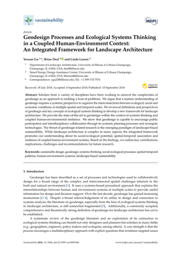 Geodesign Processes and Ecological Systems Thinking in a Coupled Human-Environment Context: an Integrated Framework for Landscape Architecture