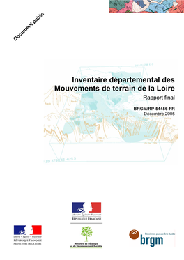 Inventaire Départemental Des Mouvements De Terrain De La Loire Rapport Final