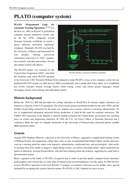 PLATO (Computer System) 1 PLATO (Computer System)