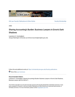 Sharing Accounting's Burden: Business Lawyers in Enron's Dark Shadows