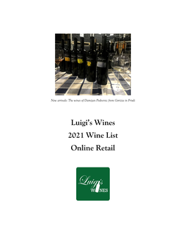 Luigi's Wines 2021 Wine List Online Retail