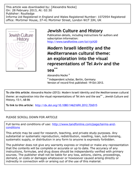 Modern Israeli Identity and the Mediterranean Cultural Theme: An