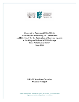 Inventory and Monitoring for Listed Plants and Pilot Study For