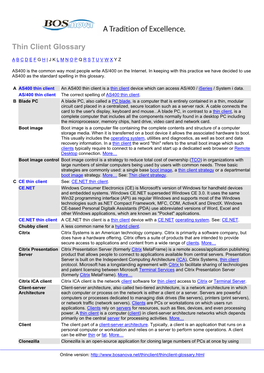 Thin Client Glossary