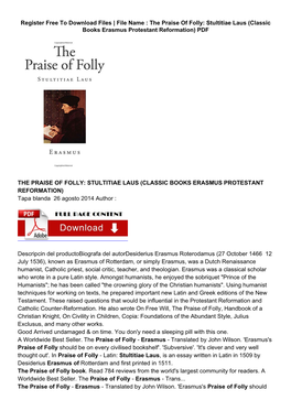 ? Libro Gratis the Praise of Folly: Stultitiae Laus