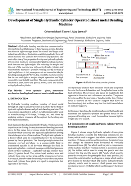 Development of Single Hydraulic Cylinder Operated Sheet Metal Bending Machine