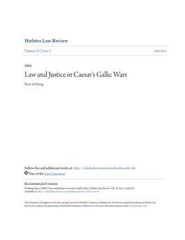 Law and Justice in Caesar's Gallic Wars Russ Versteeg