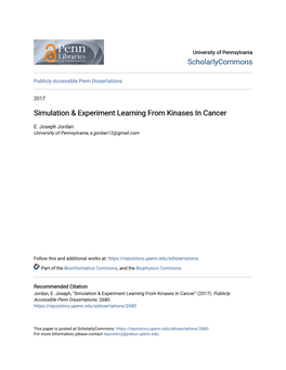 Simulation & Experiment Learning from Kinases in Cancer