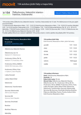 154 Autobus Jízdní Řády a Mapa Cesty Linky