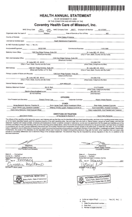 96377 Coventry Health Care of Missouri, Inc. Original Filing March