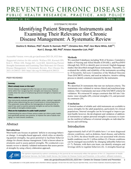 Identifying Patient Strengths Instruments and Examining Their Relevance for Chronic Disease Management: a Systematic Review