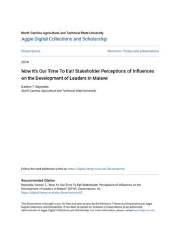 Stakeholder Perceptions of Influences on the Development of Leaders in Malawi