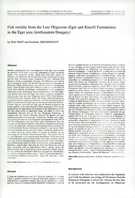Fish Otoliths from the Late Oligocene (Eger and Kiscell Formations) in the Eger Area (Northeastern Hungary)
