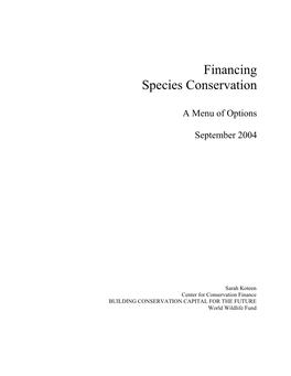 Financing Species Conservation