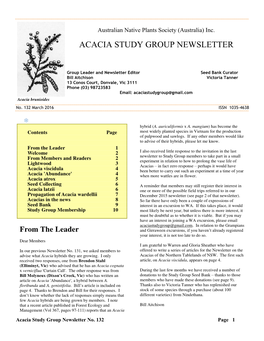 Acacia Study Group Newsletter