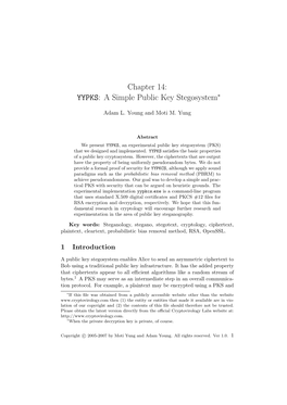 Chapter 14: YYPKS: a Simple Public Key Stegosystem∗