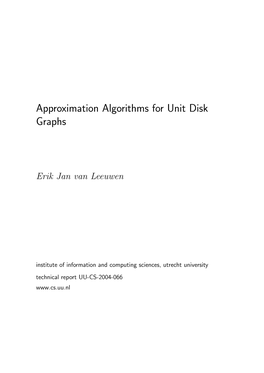 Approximation Algorithms for Unit Disk Graphs