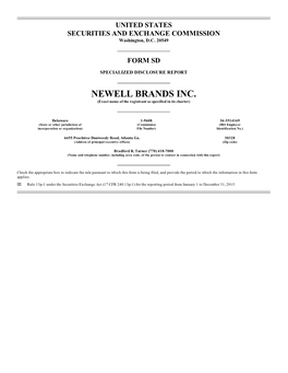 NEWELL BRANDS INC. (Exact Name of the Registrant As Specified in Its Charter)