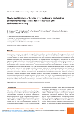 Fluvial Architecture of Belgian River Systems in Contrasting Environments: Implications for Reconstructing the Sedimentation History