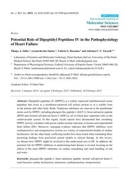 Potential Role of Dipeptidyl Peptidase IV in the Pathophysiology of Heart Failure