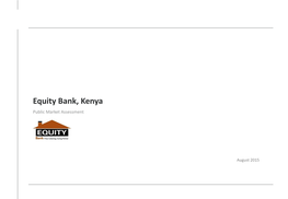 Equity Bank, Kenya Public Market Assessment