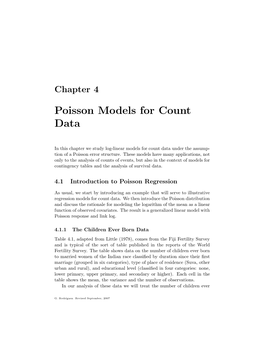 4. Poisson Models for Count Data